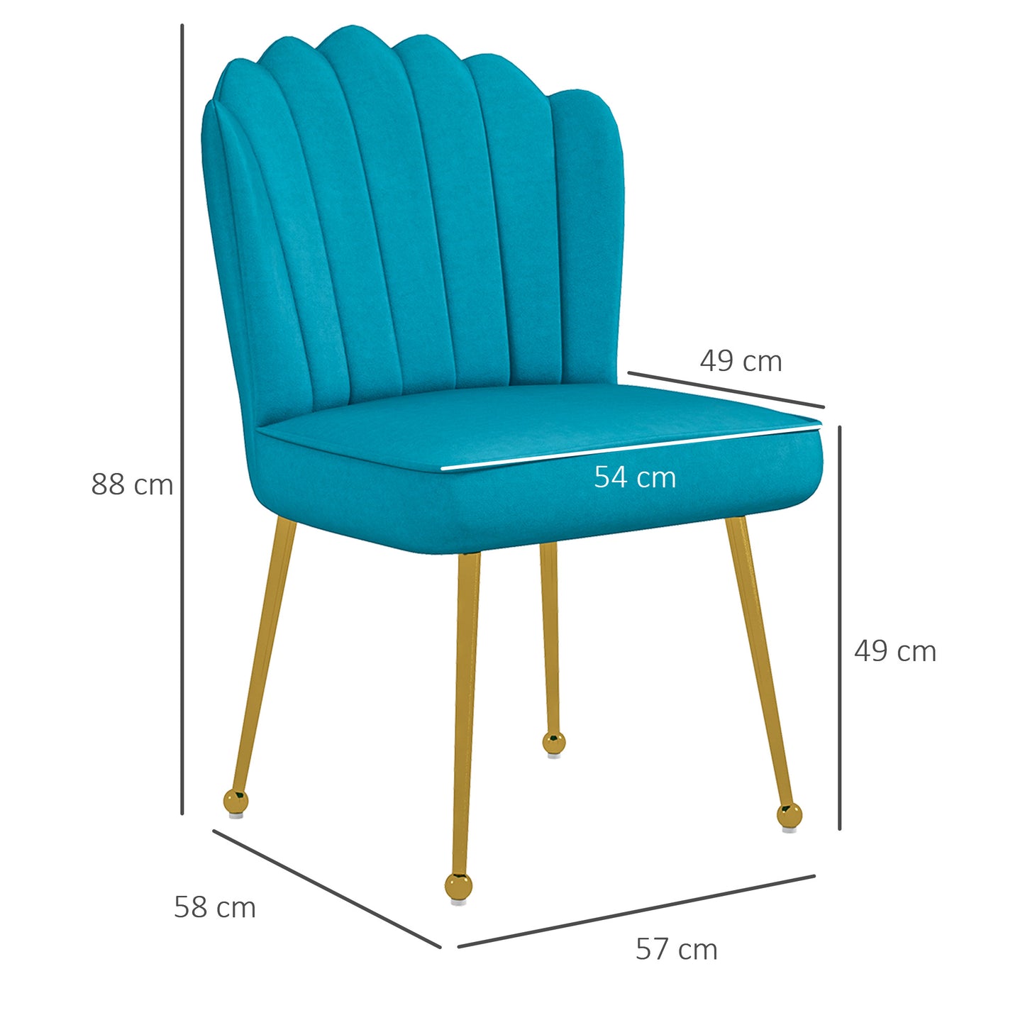 HOMCOM Velvet-Feel Shell Accent Chair - Blue