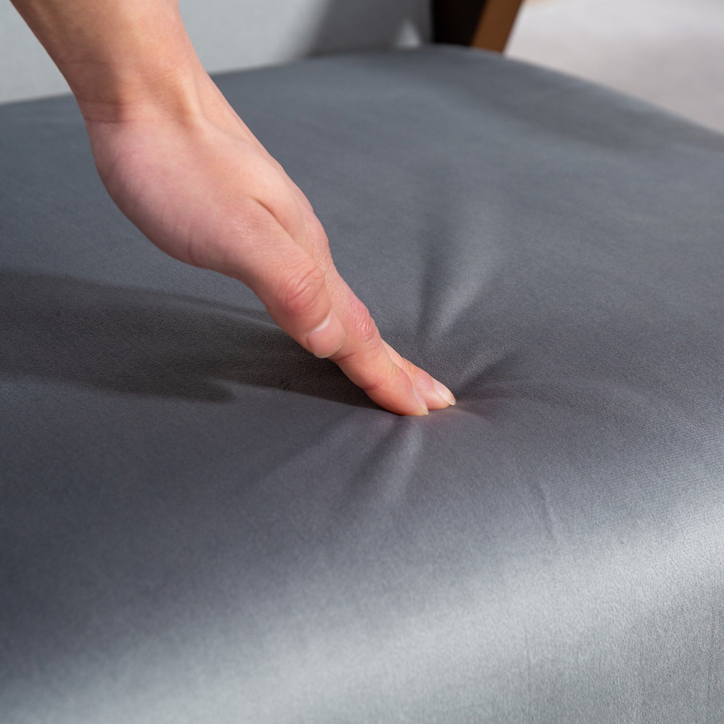 HOMCOM Nordic Accent Chair, Upholstered Velvet Armchair with Solid Wood Frame and Soft Thick Padded for Living Room, Bedroom, Grey