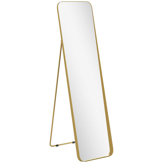 HOMCOM 40 x 160 cm Rectangular Full Length Mirror - Gold Tone