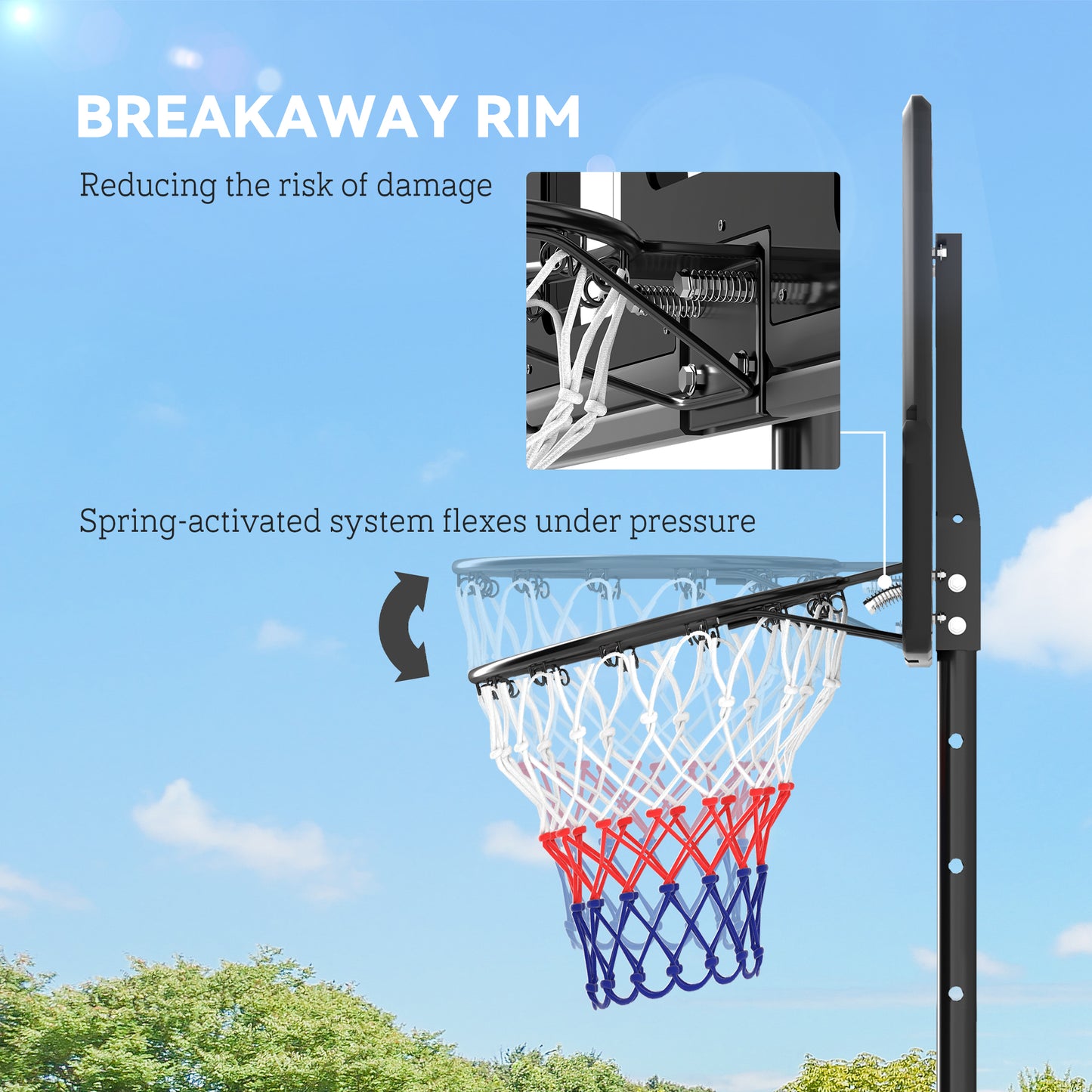 SPORTNOW Basketball Hoop Outdoor, Basketball Hoop and Stand with 10-Level Adjustable Height