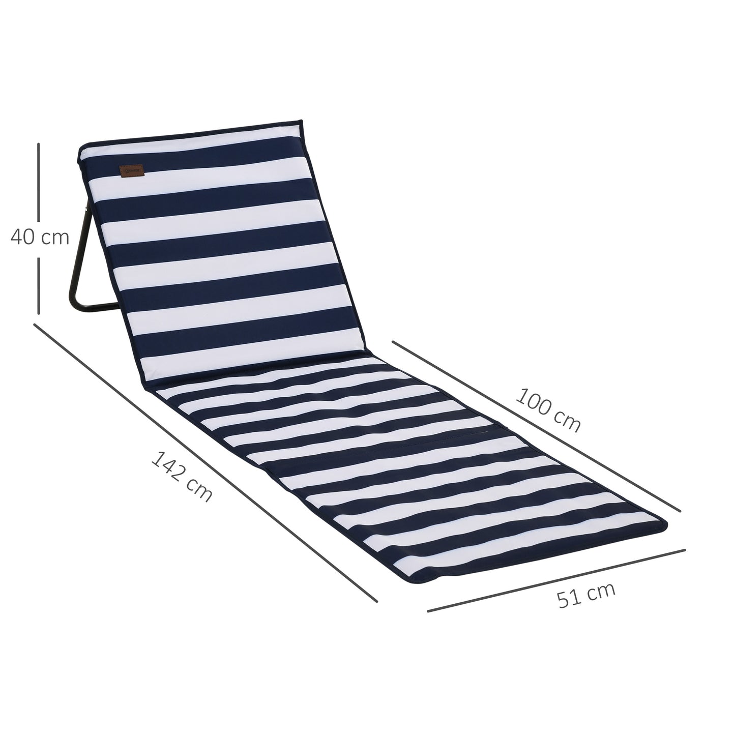 Outsunny Set of 2 Foldable Garden Beach Chair Mat, Outdoor Sun Lounger Seats Adjustable Back, Magazine Pocket, Carry Bag