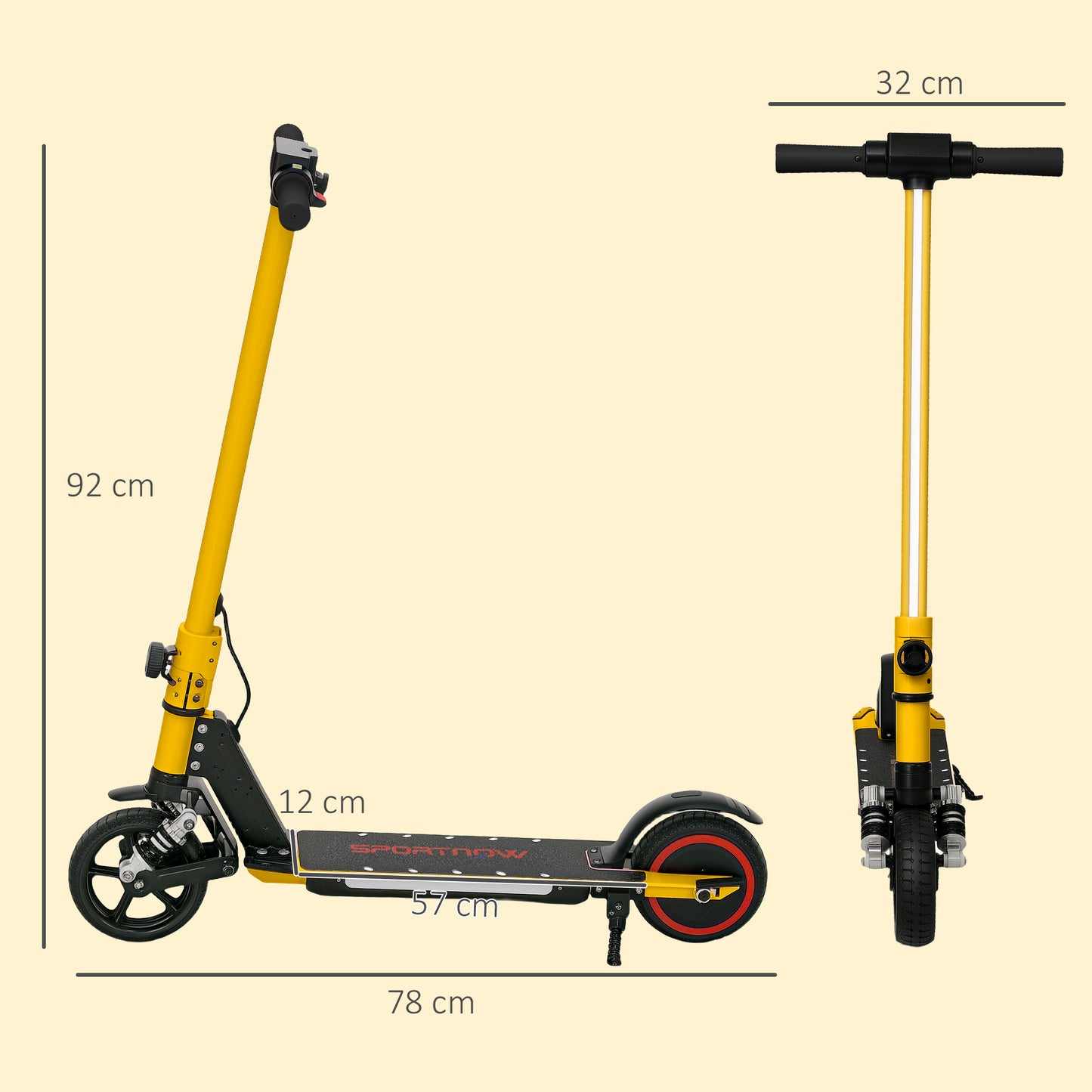 SPORTNOW Folding Electric Scooter for Kids 6-14, Dual Brakes, LED Lights, 6.8kg, Up to 14 KM/H, Gold Tone