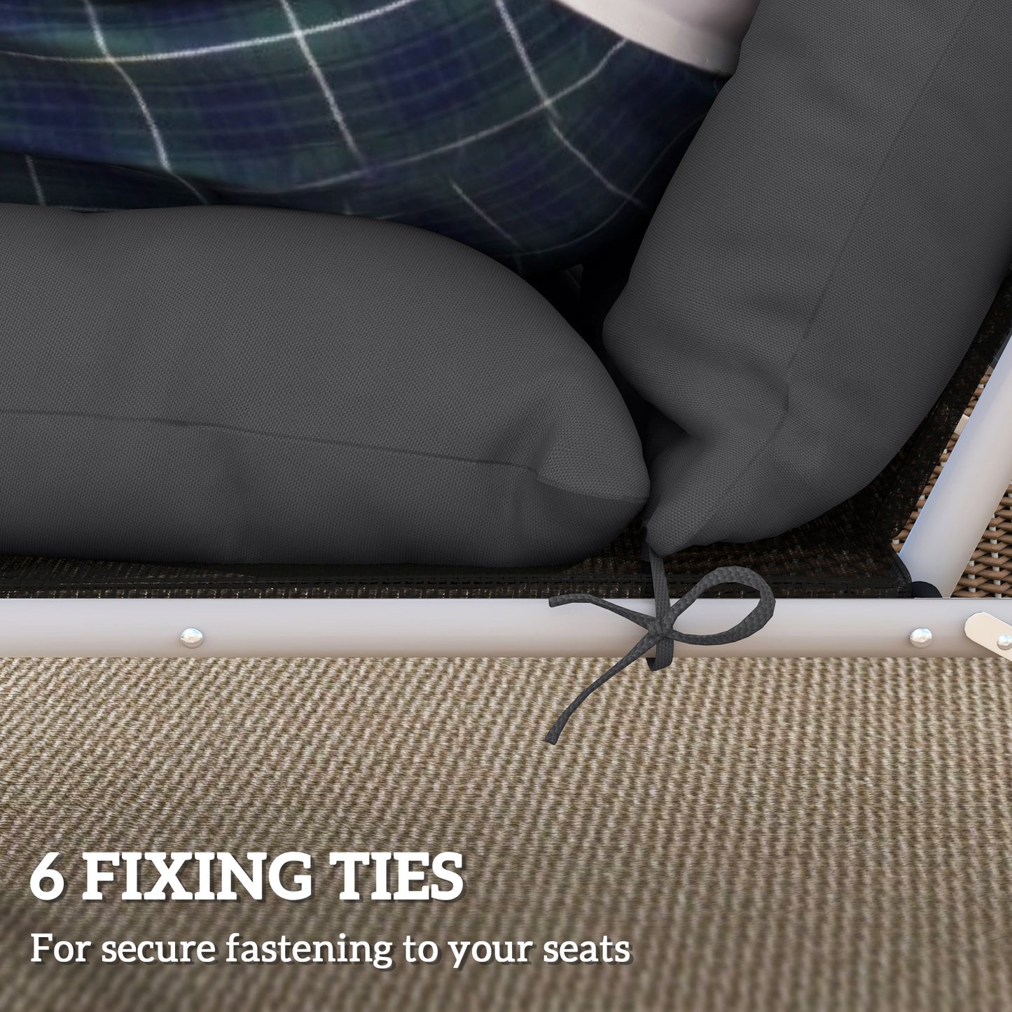 Outsunny Sun Lounger Cushions (2-Pack), 190x56x10cm, UPF20+ 220gsm Fabric, Thick, Dark Grey