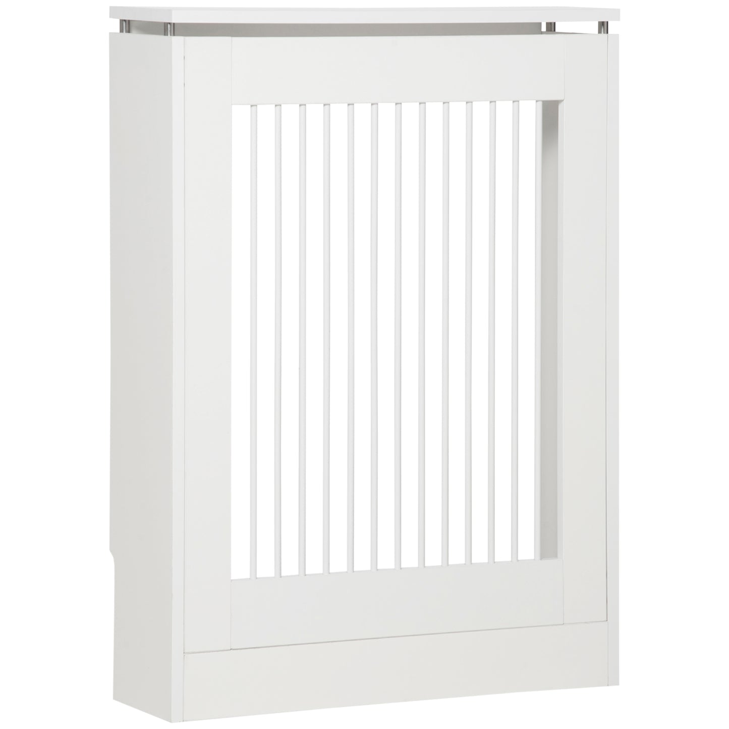HOMCOM Radiator Cover Vertical Slatted Grille Heater Cover Top Shelf MDF Steel for Heat Circulation 60 x 18 x 84 cm White