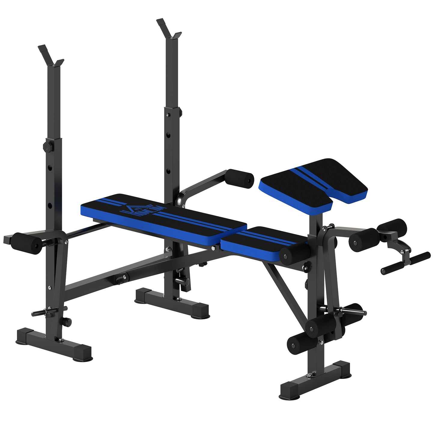 HOMCOM Adjustable Weight Bench with Leg Developer & Barbell Rack for Strength Training, Multifunctional Home Gym Workout Station, Blue