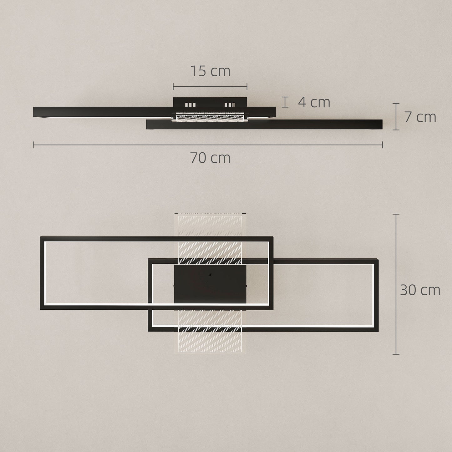 HOMCOM LED Ceiling Light Dimmable Remote Black