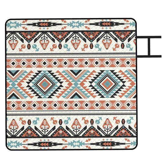 Outsunny Picnic Blanket, 200x200CM Large Beach Blanket Outdoor Picnic Mat with Integrated Strap for Camping, Mix-Colour
