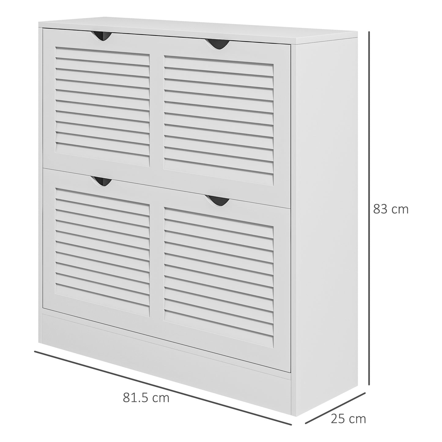 HOMCOM Entryway Shoe Cabinet, 2 Flip Drawers, Louvred Door, Adjustable Shelves for 16 Pairs, 2 Drawers, White