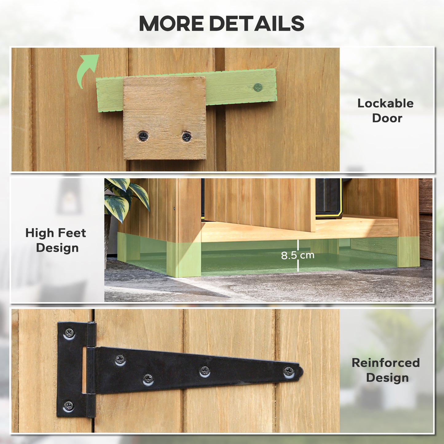 Outsunny Small Shed, Wooden Garden Storage with 3 Shelves, Outdoor Tool Cabinet with Tilt Roof & Lockable Door, 77.5x54.2x179.5 cm, Natural