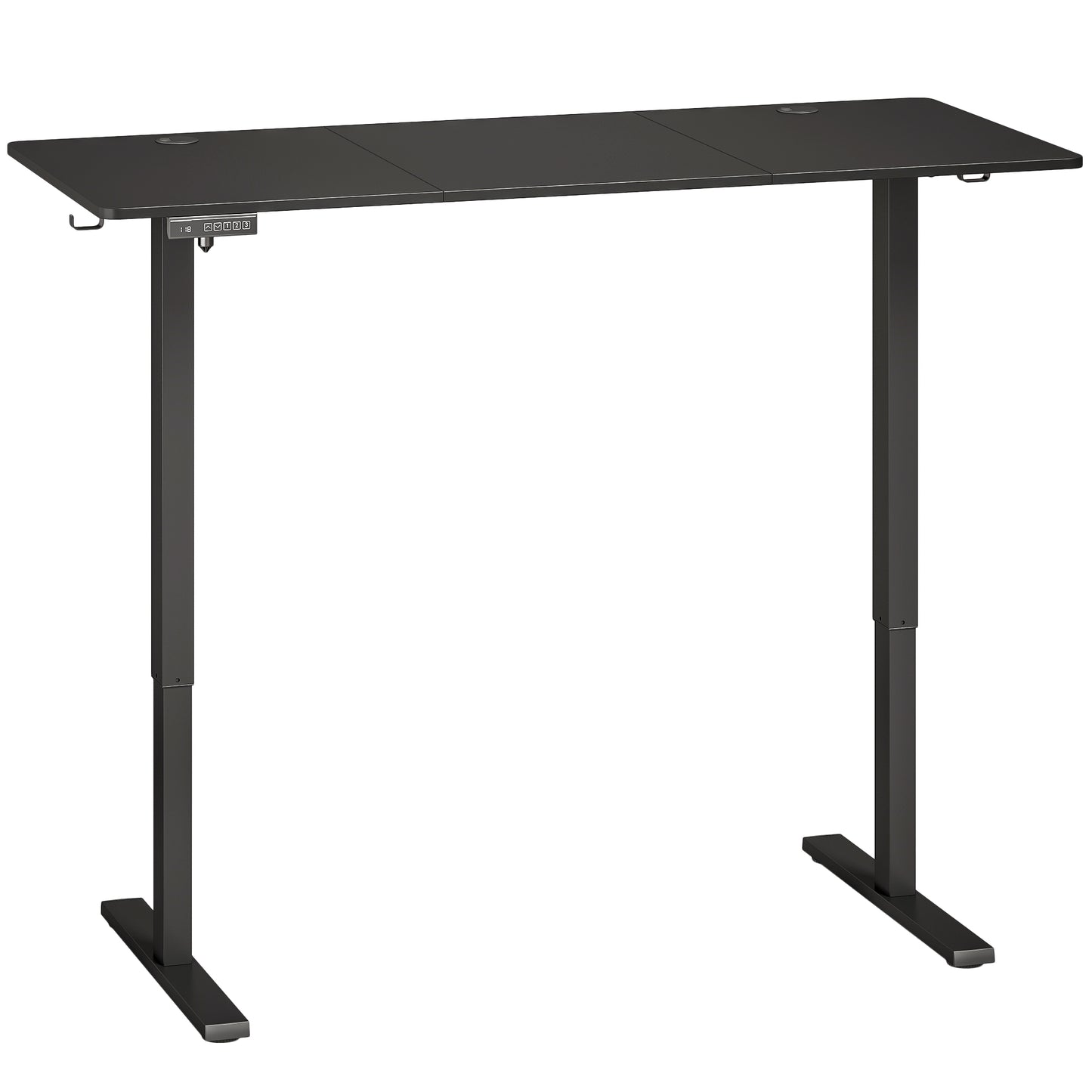 HOMCOM Standing Desk Memory Control Height Adjustable Desk 2 Cable Holes LED Display Sit Stand Desk Black