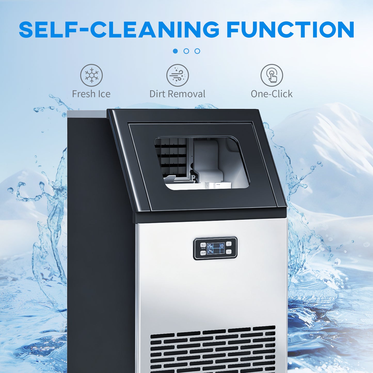 HOMCOM Freestanding Ice Maker Stainless Steel 45kg/24h