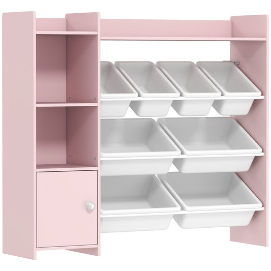 AIYAPLAY Toy Storage Unit with 8 Removable Bins, Storage Shelves, Cabinet, Pink