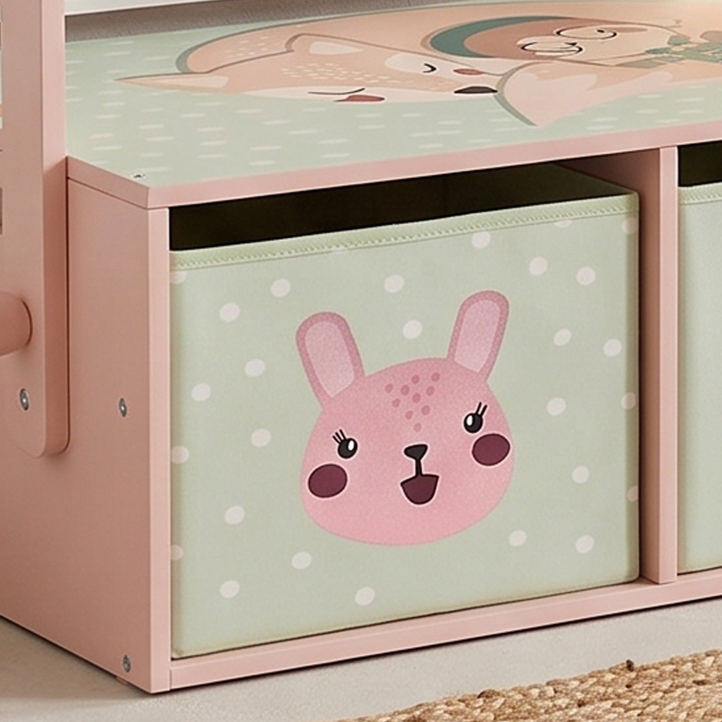 AIYAPLAY Kids Table and Chair Set, 3 in 1 Wooden Toy Box with 2 Fabric Drawers for Bedroom, Playroom, Gift for Boys Girls, Pink