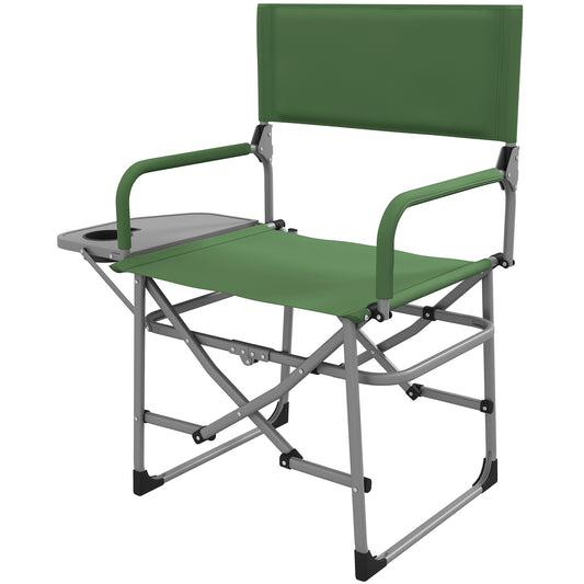 Outsunny Folding Directors Camping Chair with Side Table - Green