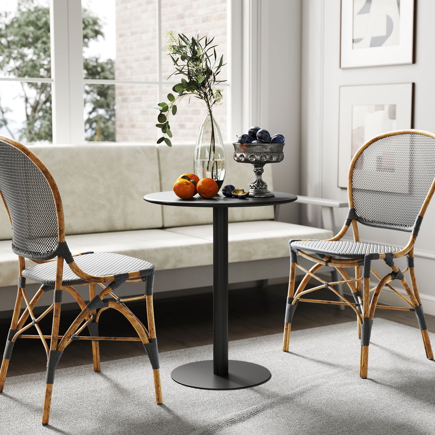 HOMCOM Dining Table, Round Kitchen Table with Steel Base for Living Room, Dining Room, 60 x 60 x 72cm, Black