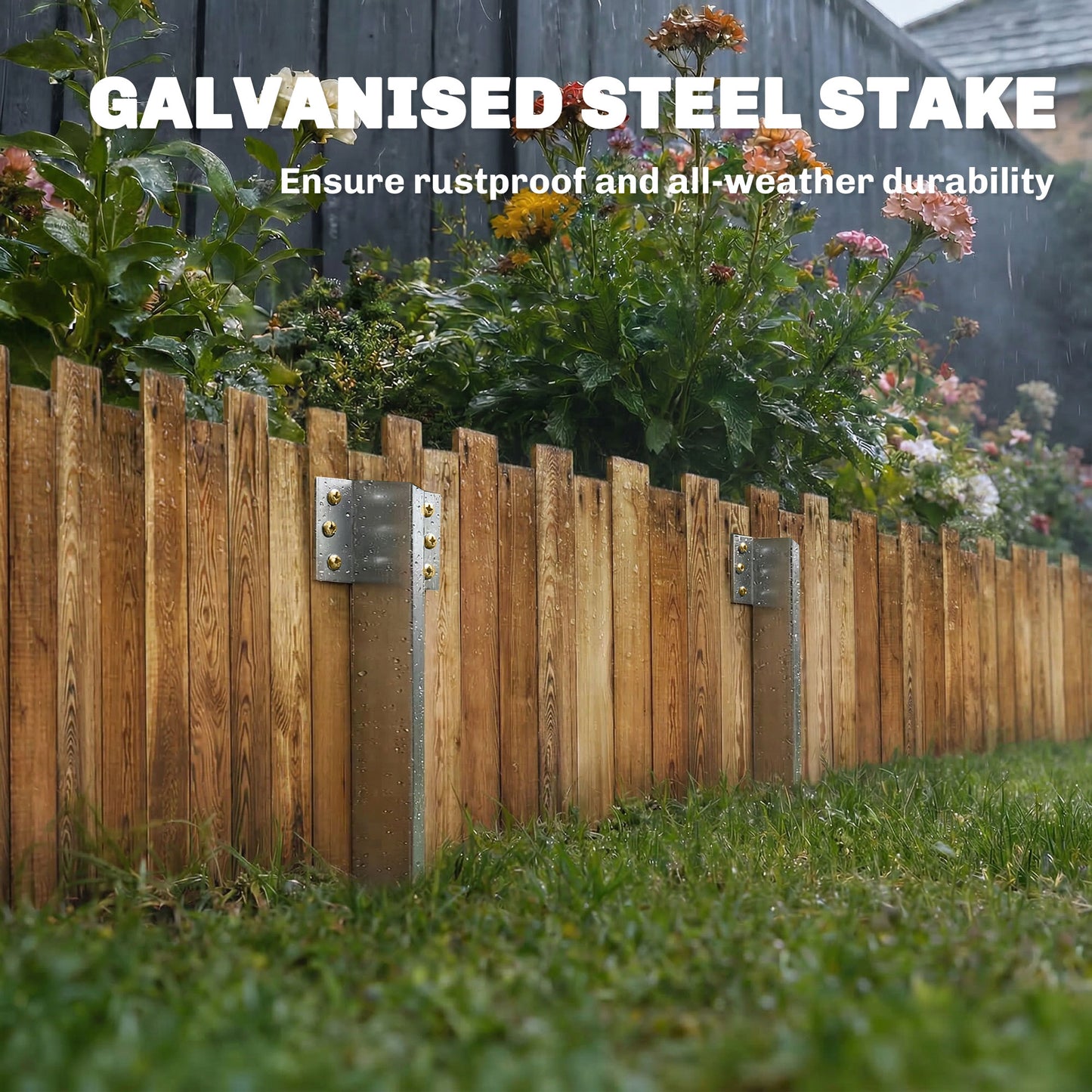 Outsunny 20 Pack Railway Sleeper Brackets, 41 cm Heavy Duty Galvanised Steel Sleeper Stakes with Screws and Gloves