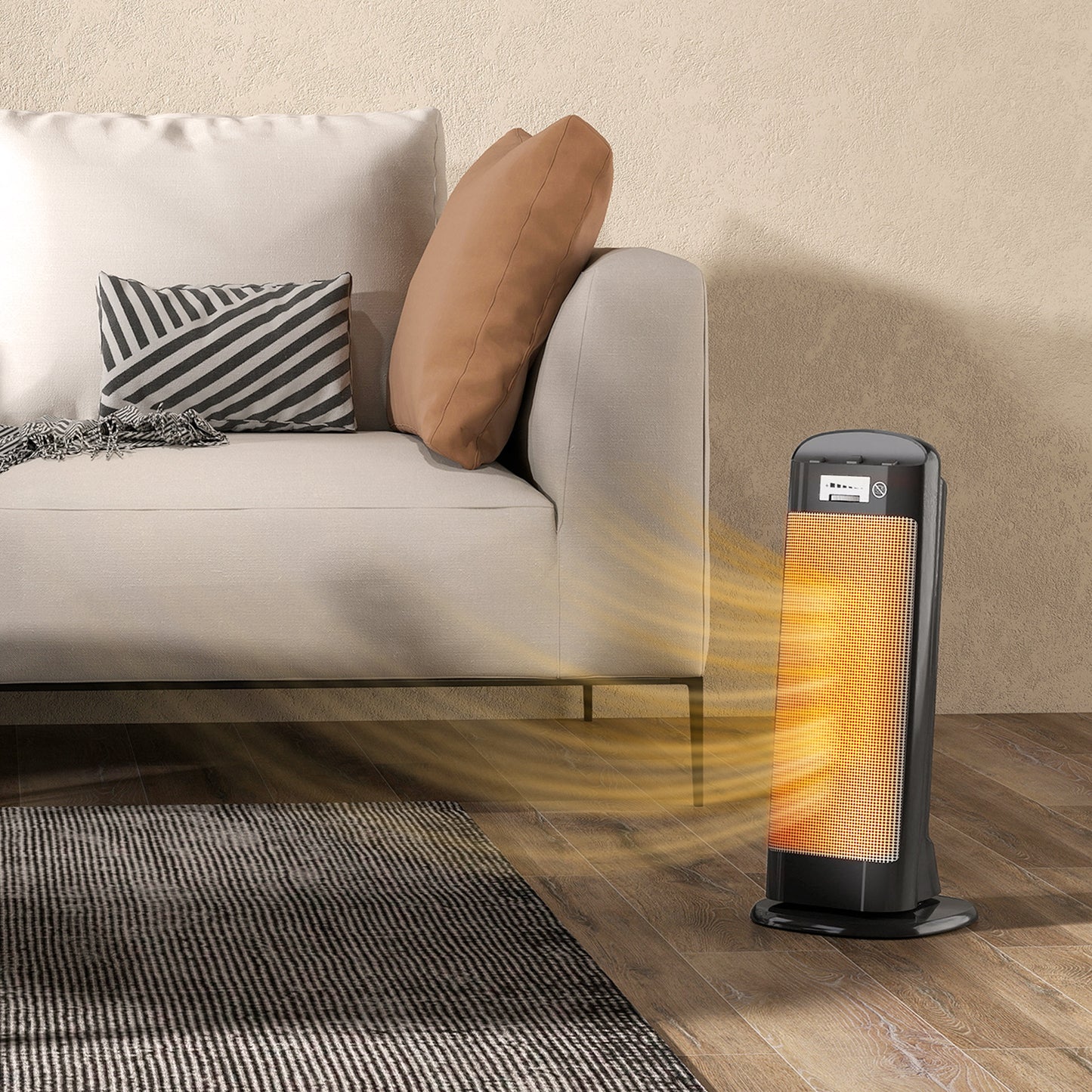 HOMCOM Ceramic Space Heater, 2000W Electric Fan, 4 Modes, Thermostat, 55° Oscillation, Tip-Over & Overheat Protection, for Bedroom/Office, Black