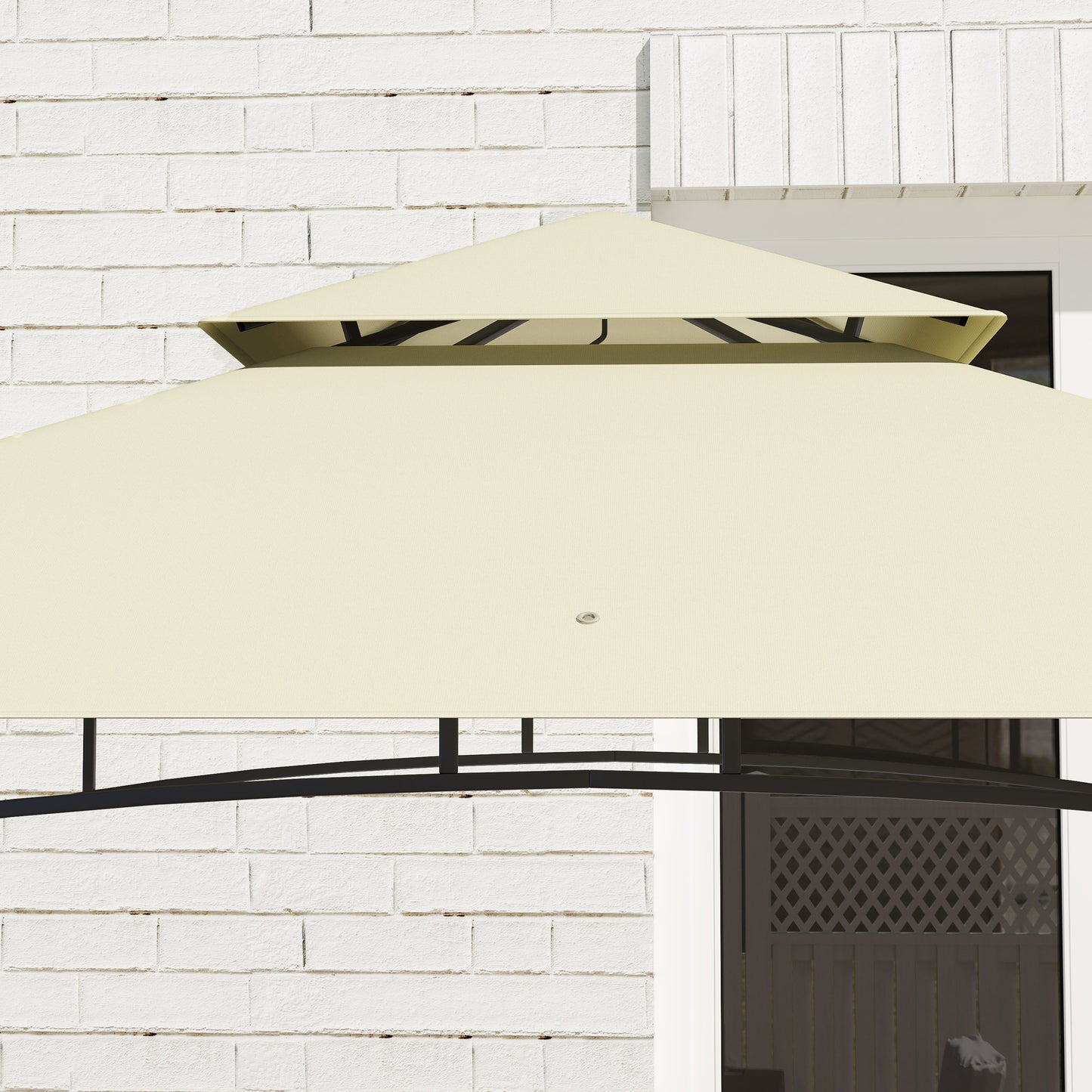 Outsunny 8' x 5' Grill Gazebo, Double Tier Canopy with Side Shelves, Baskets, Hook for Garden/Patio, Beige