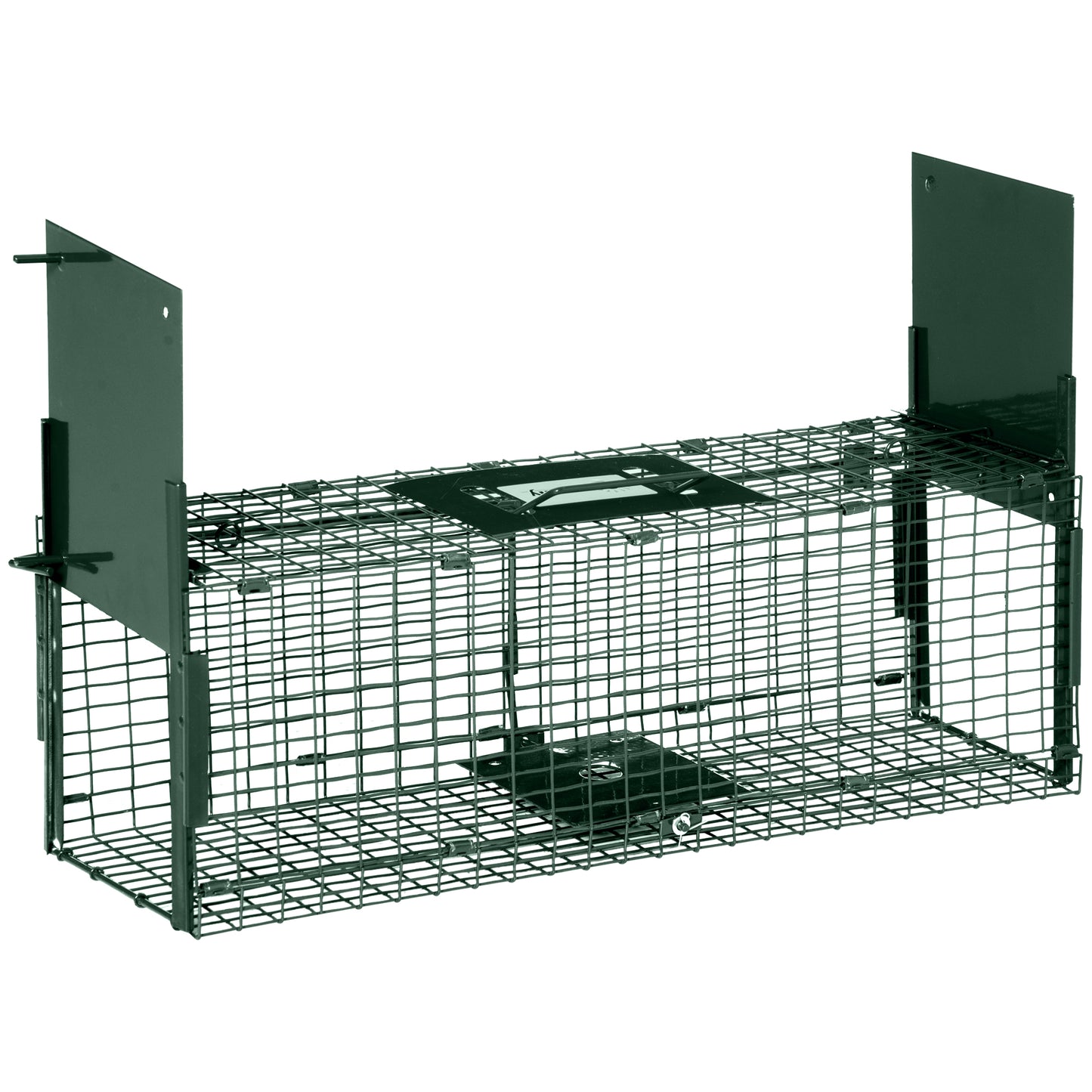 Outsunny Humane Rat & Squirrel Trap, Double Doors, Live Cage for Catch & Release of Mice, Rats, Rodents, Indoor/Outdoor, 60x18x20cm, Green