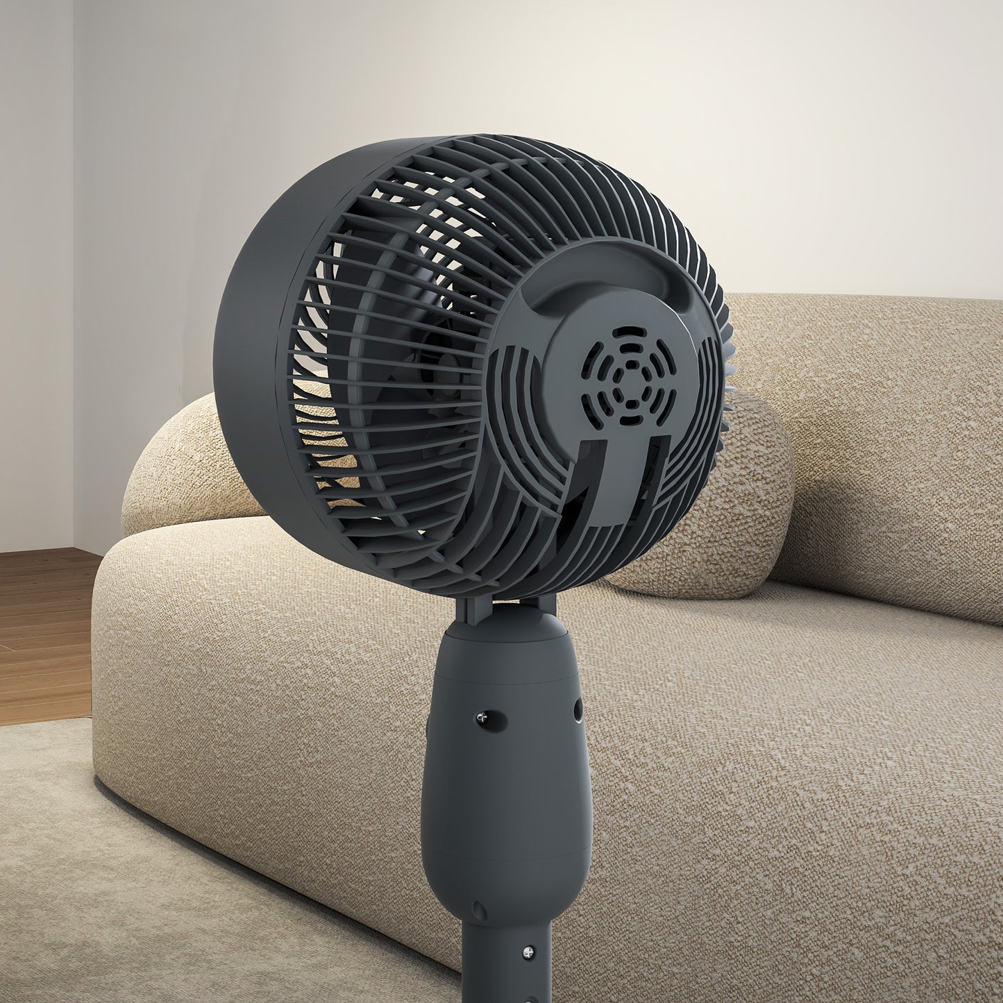 HOMCOM 12" Pedestal Fan, Powerful Air Circulator, 3 Speeds, Oscillating for Bedroom, Home & Office, Grey