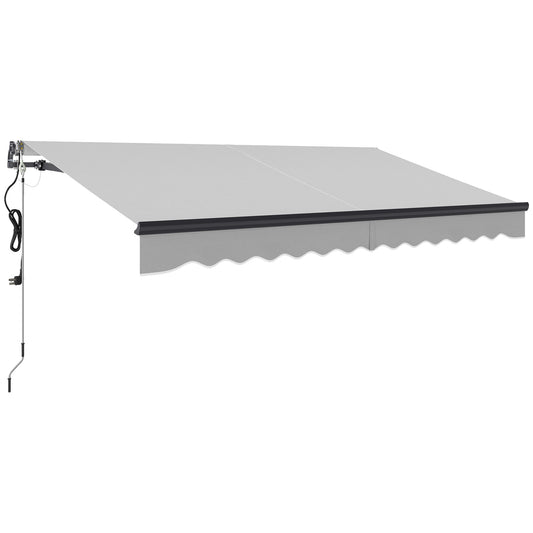 Outsunny Electric Retractable Awning with Remote, Aluminium Frame, UV30+ Sun Shade for Garden Patio, 3.5 x 3m, Light Grey
