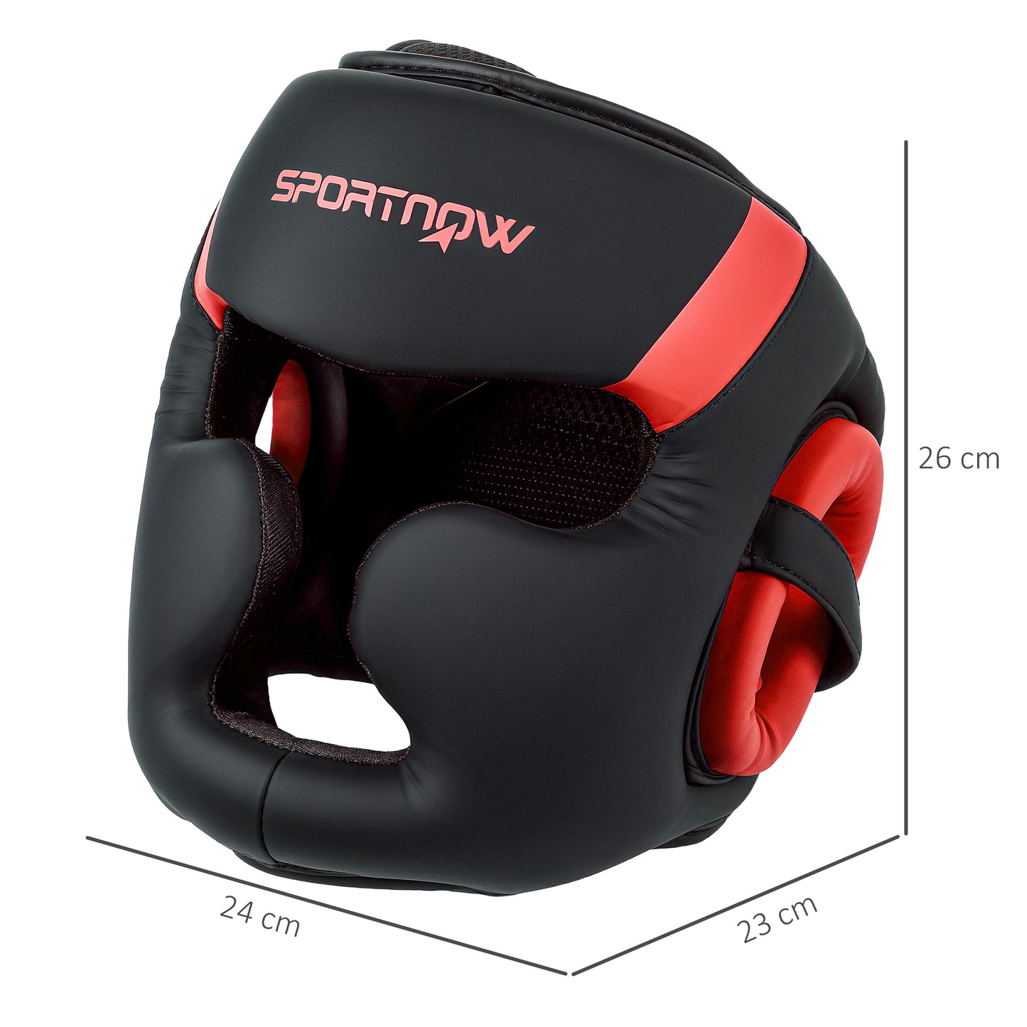 SPORTNOW Boxing Headguard, Adjustable Full Face Protection, Martial Arts, Red