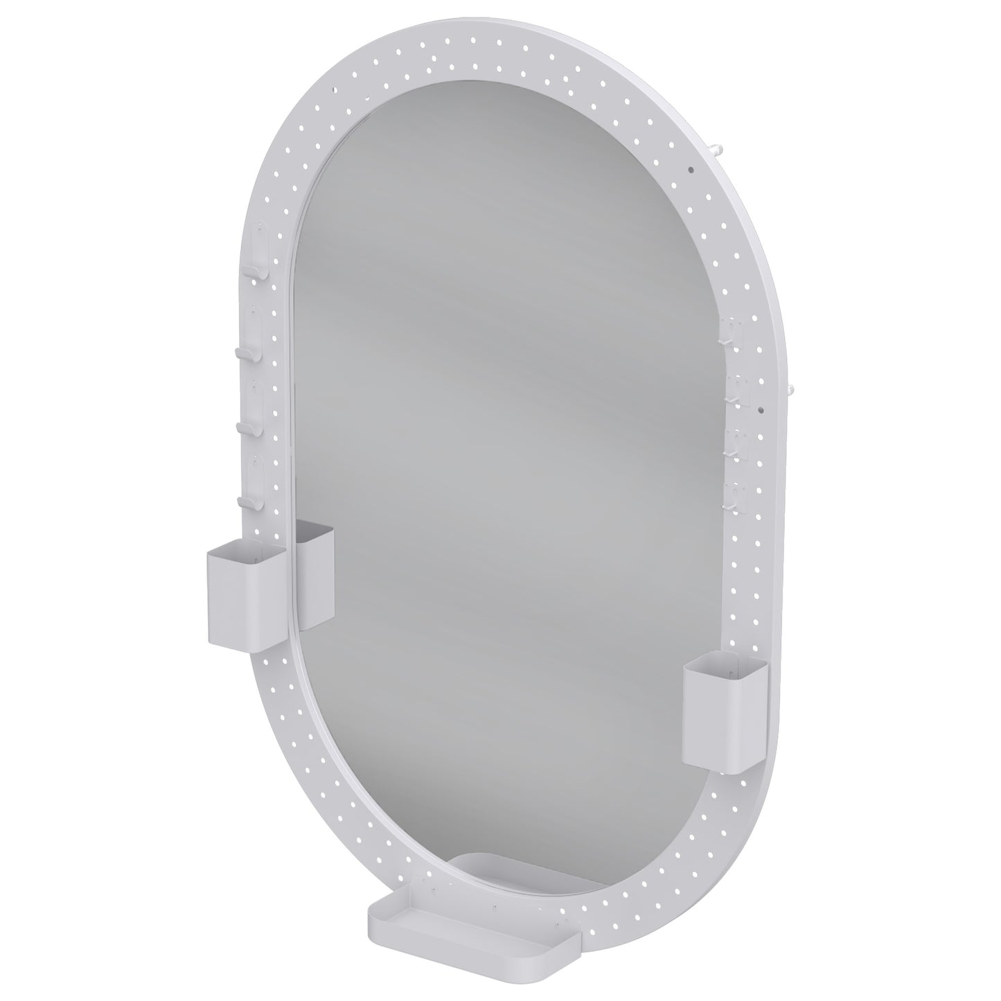 HOMCOM Oval Wall Mirror, 60 x 90 cm Decorative Hanging Mirror with Pegboard Frame, Wall-Mounted, White