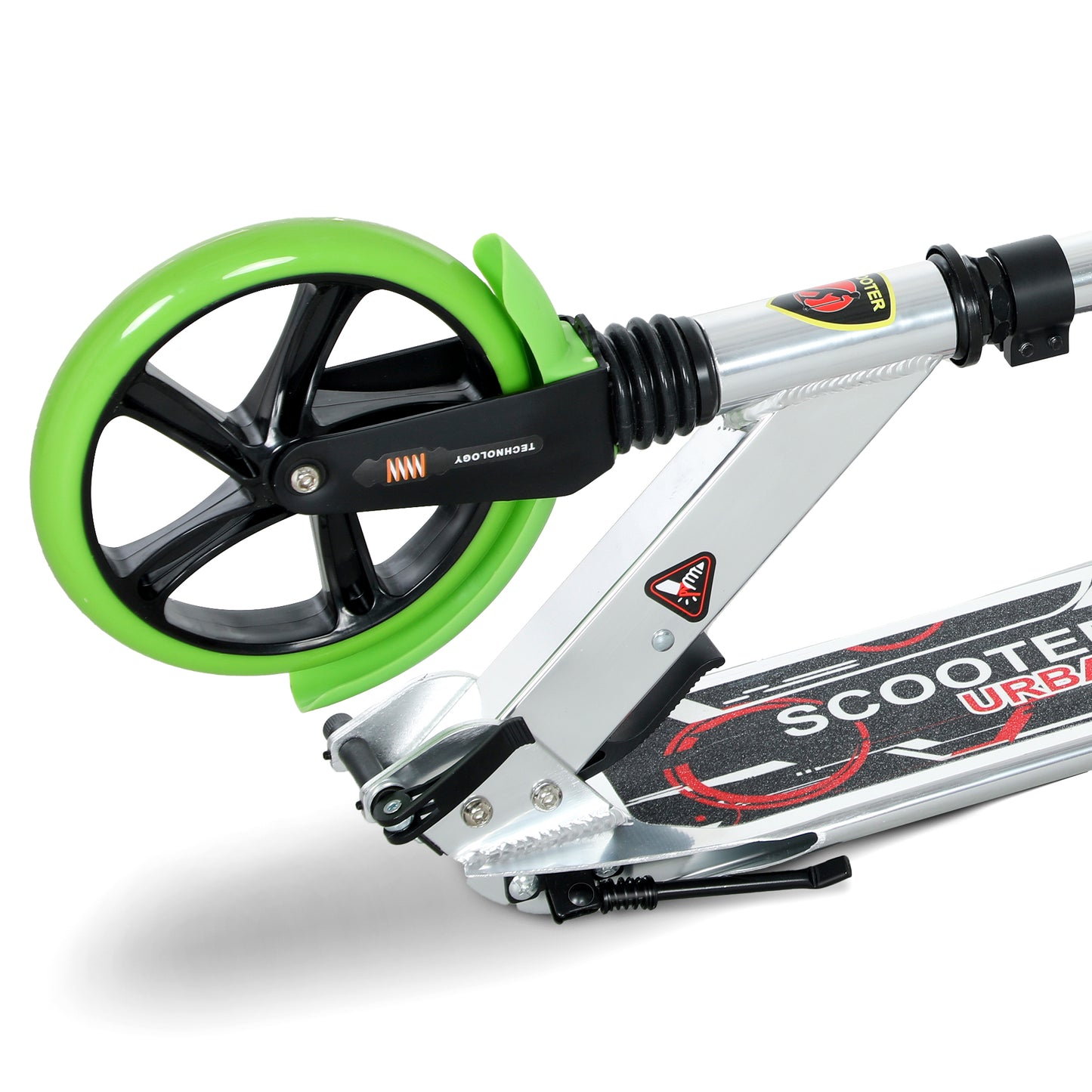 HOMCOM Folding Kick Scooter, Adjustable with 200mm Wheels & Double Shock Absorption, for Teens & Adults 14+, Green