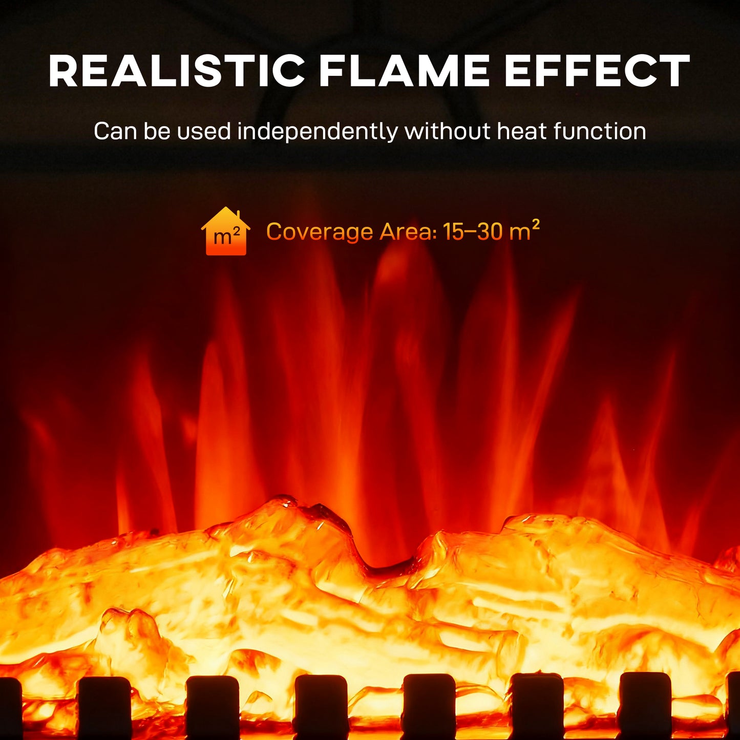 HOMCOM Electric Fireplace Stove Heater, 2000W/1000W, with 3D Flame Effect, Adjustable Thermostat, 2 Heat Settings, Freestanding, Black