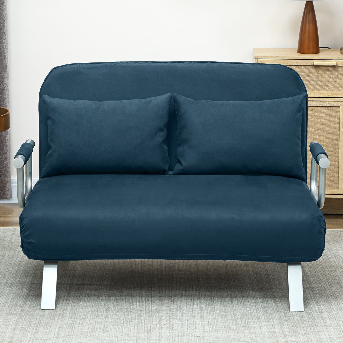 HOMCOM Two-Seater Click-Clack Sofa Bed - Navy Blue