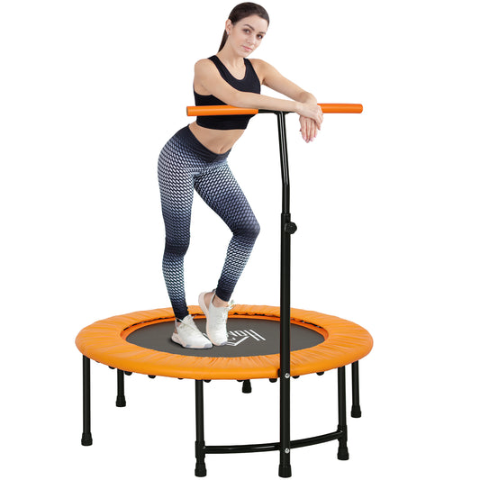 HOMCOM 40" Fitness Trampoline with Adjustable Handle, Support Up to 100kg, Orange