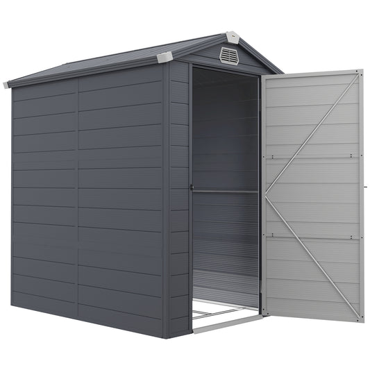 Outsunny 4 x 6ft Garden Shed with Lockable Door - Grey