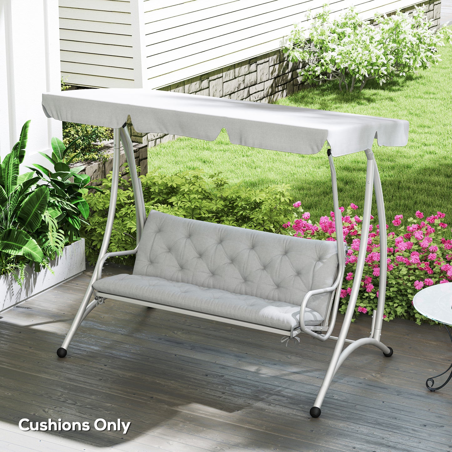 Outsunny Three-Seater Bench Cushion - Light Grey