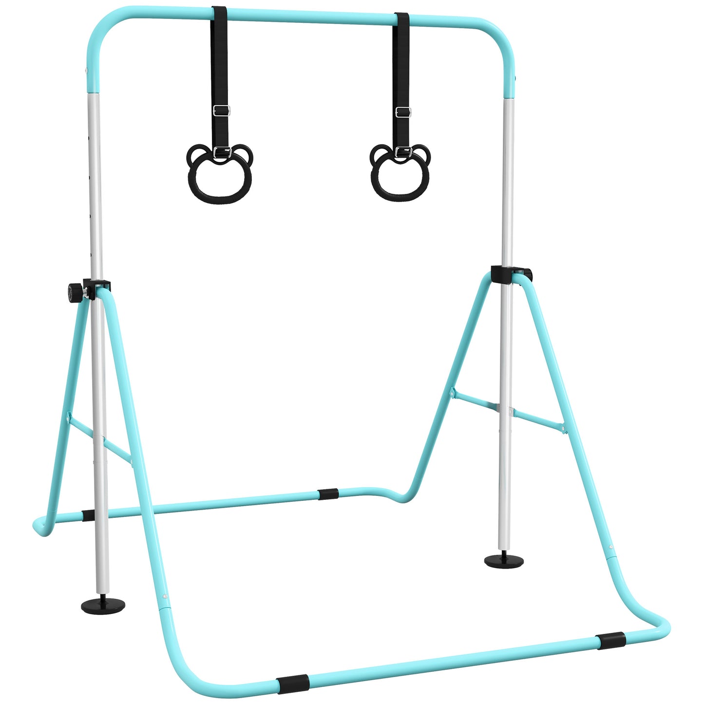 HOMCOM Adjustable Height, Foldable Kids Gymnastics Bar w/ Non-Slip Mats, for 3+ Years, Green