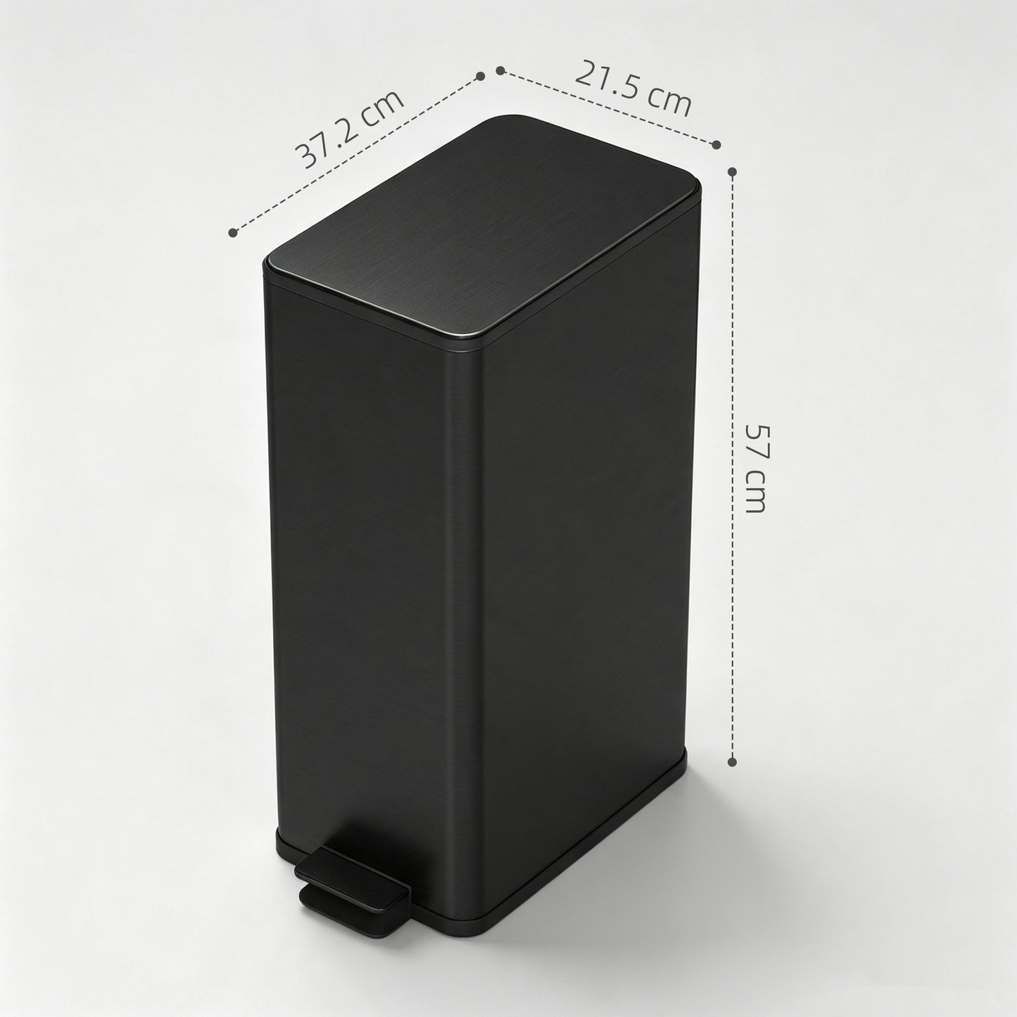 HOMCOM 20L Kitchen Pedal Bin, Slim Stainless Steel Rubbish Bin with Removable Inner Bucket, Soft-Close and Stay-Open Lid, Black