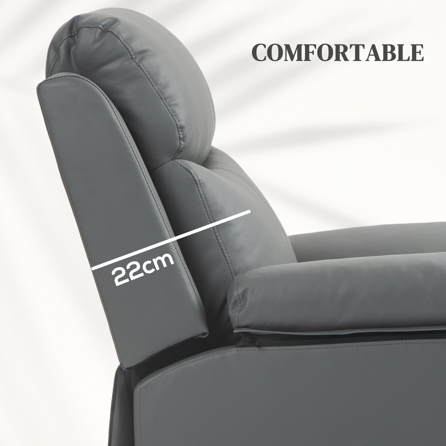 HOMCOM Faux Leather 70° Electric Riser Recliner Chair - Grey