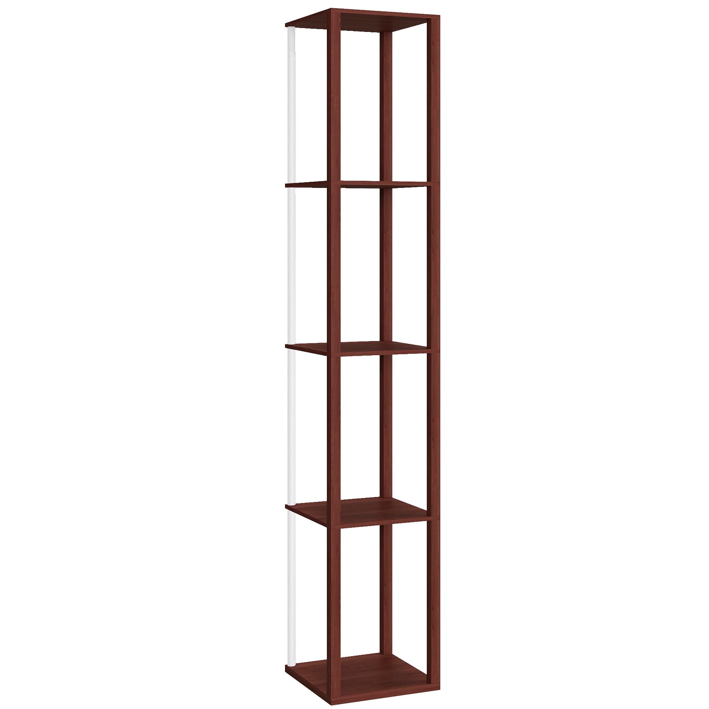 HOMCOM Floor Lamp with Shelves, RGB LED, Dimmable, Remote-Controlled, Adjustable Brightness & Speed, for Living Room/Bedroom/Office, Brown