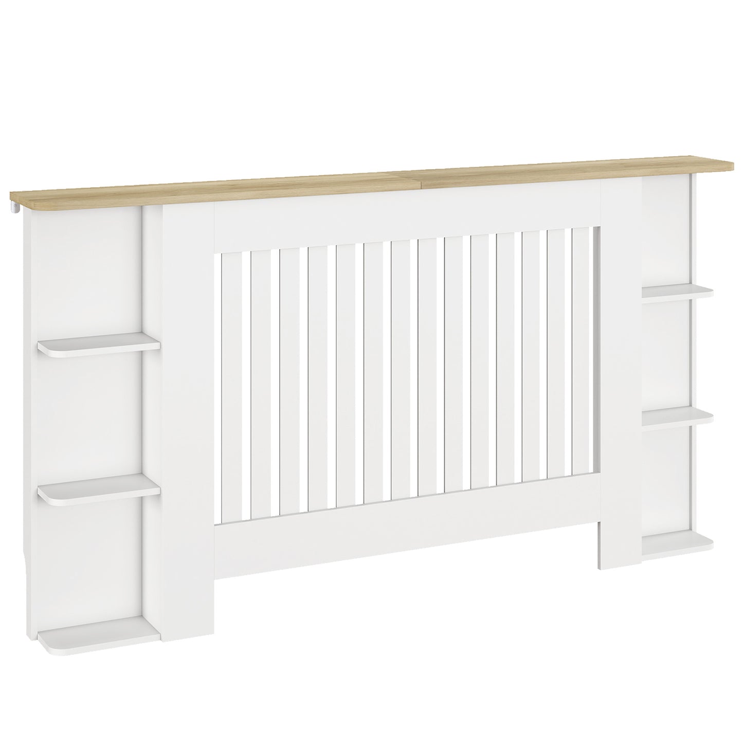 HOMCOM Radiator Cover with Storage Shelves, Vertical Slatted Design, Large, Living Room/ Hallway Cabinet, White (H: 83 / W: 152 / D: 19 cm)