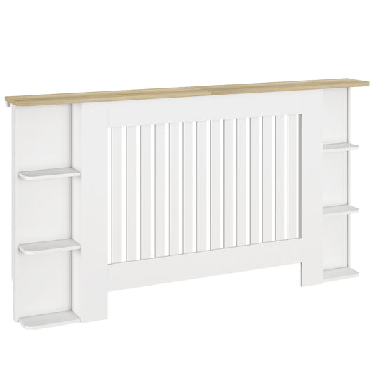 HOMCOM Radiator Cover with Storage Shelves, Vertical Slatted Design, Large, Living Room/ Hallway Cabinet, White (H: 83 / W: 152 / D: 19 cm)