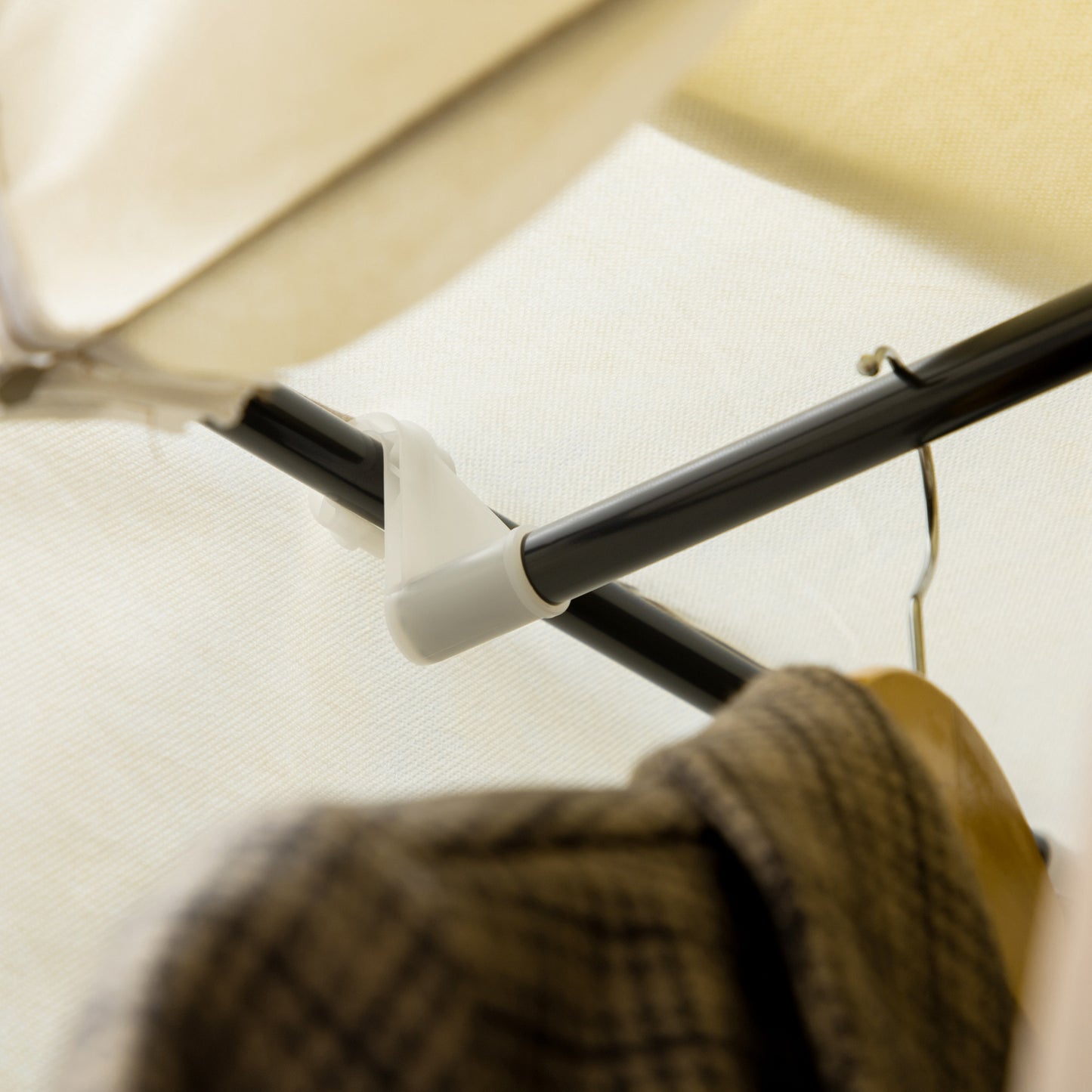 HOMCOM Fabric Wardrobe, Portable Wardrobe, Clothes Storage Unit with 8 Shelves, 2 Hanging Rods, 125 x 43 x 162.5 cm, Cream White