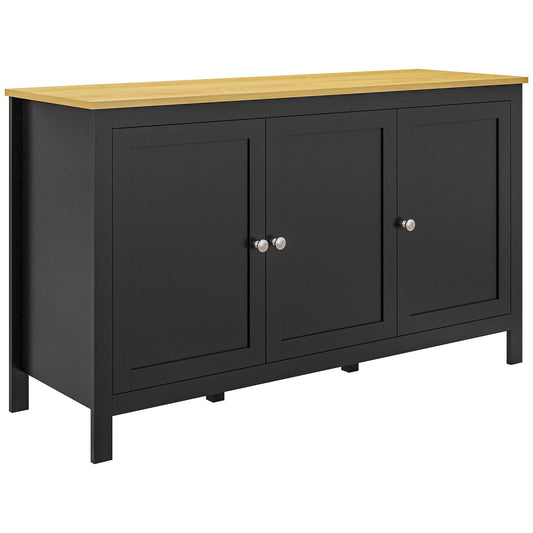 HOMCOM Sideboard, Buffet Cabinet with Doors and Adjustable Shelves for Living Room, Entryway, Black and Natural