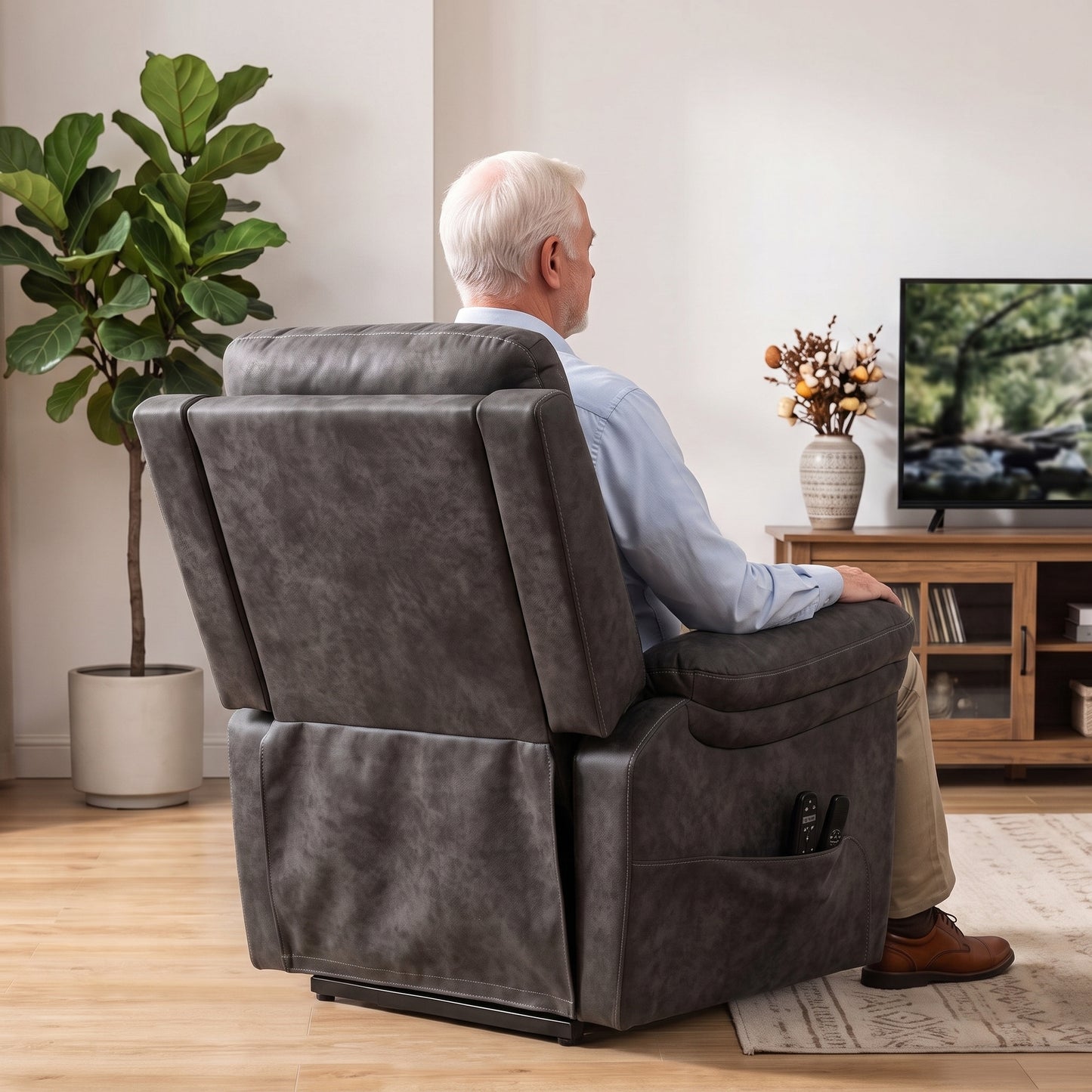 HOMCOM Riser Recliner Chair with Massage and Heat, Electric Lift Recliner Armchair for Elderly with Spring Cushion, Grey