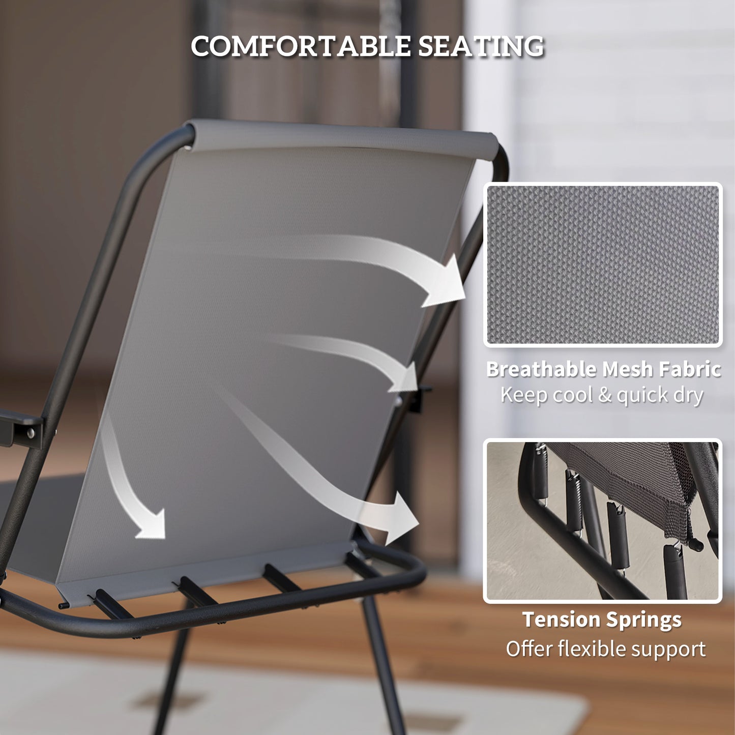 Outsunny 4 Seater Garden Dining Set, 6 Pieces: Folding Chairs, Round Glass Table, Parasol, Grey