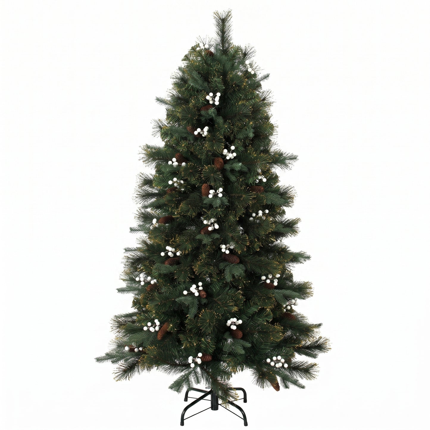 HOMCOM 5ft Artificial Christmas Tree, Fir Hinged Xmas Tree with 490 Branch Tips, Foldable Metal Stand, Easy Assembly, Green