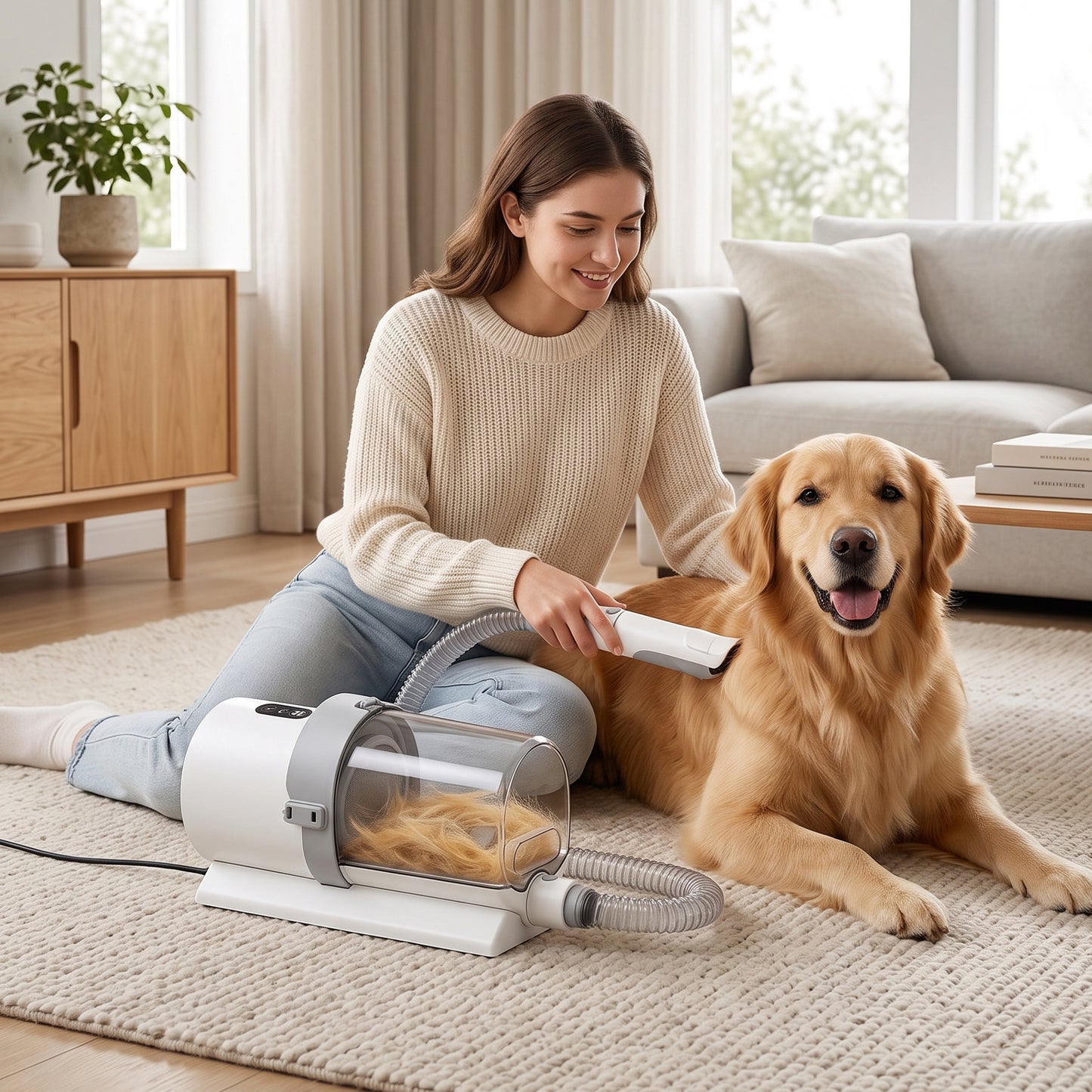 PawHut Dog Grooming Kit with 10Kpa Vacuum, 2.5L Dog Vacuum Groomer & Clipper, 5 in 1 Pet Grooming Kit, Low Noise 65dB