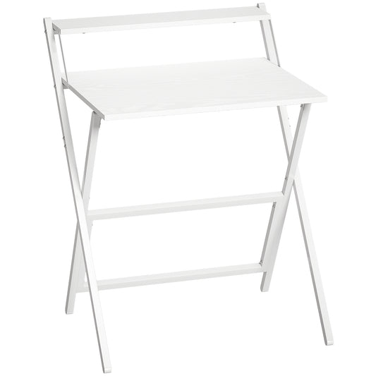 HOMCOM 70 cm Folding Computer Desk with Monitor Shelf - White