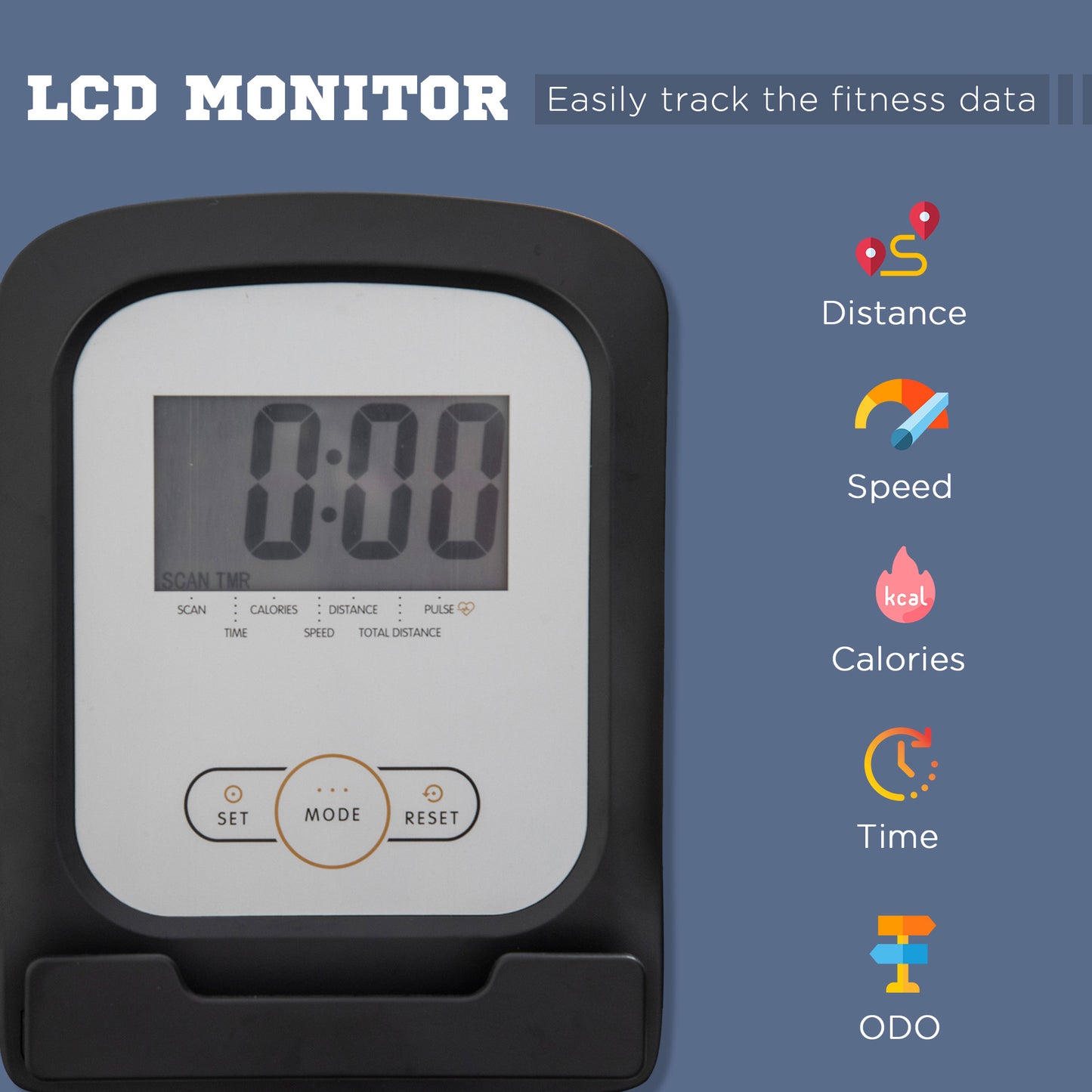 HOMCOM Exercise Bike, LCD Display, 8-Level Magnetic Resistance, Adjustable Seat/Backrest, Indoor Cycling Equipment for Home Gym, Black