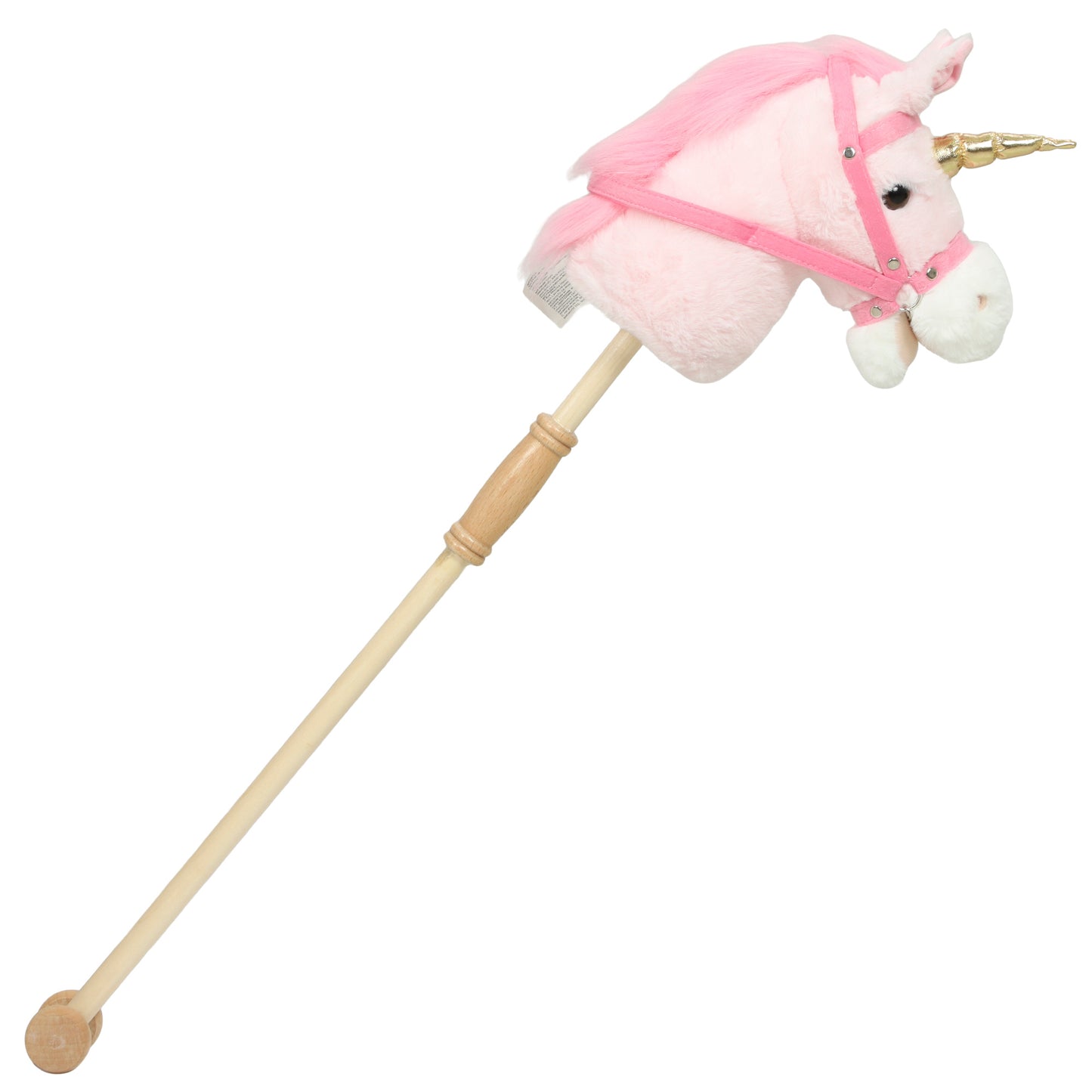 AIYAPLAY Hobby Horse with Wood Wheels, Stick Horse with Grip Handle, Sound, Plush Hobby Horse Toy for Imaginative Play, Pink