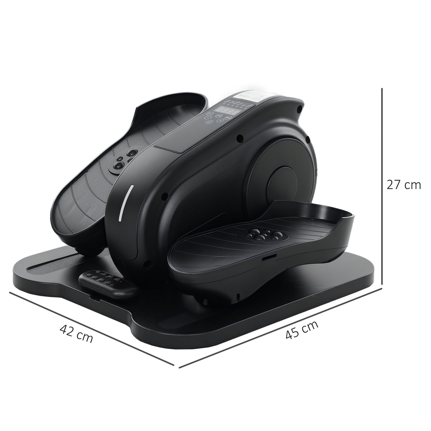 SPORTNOW Under Desk Elliptical Machine, Seated Pedal Exerciser with LCD Monitor, Remote Control, 10 Speeds, Quiet & Portable for Seniors, Black