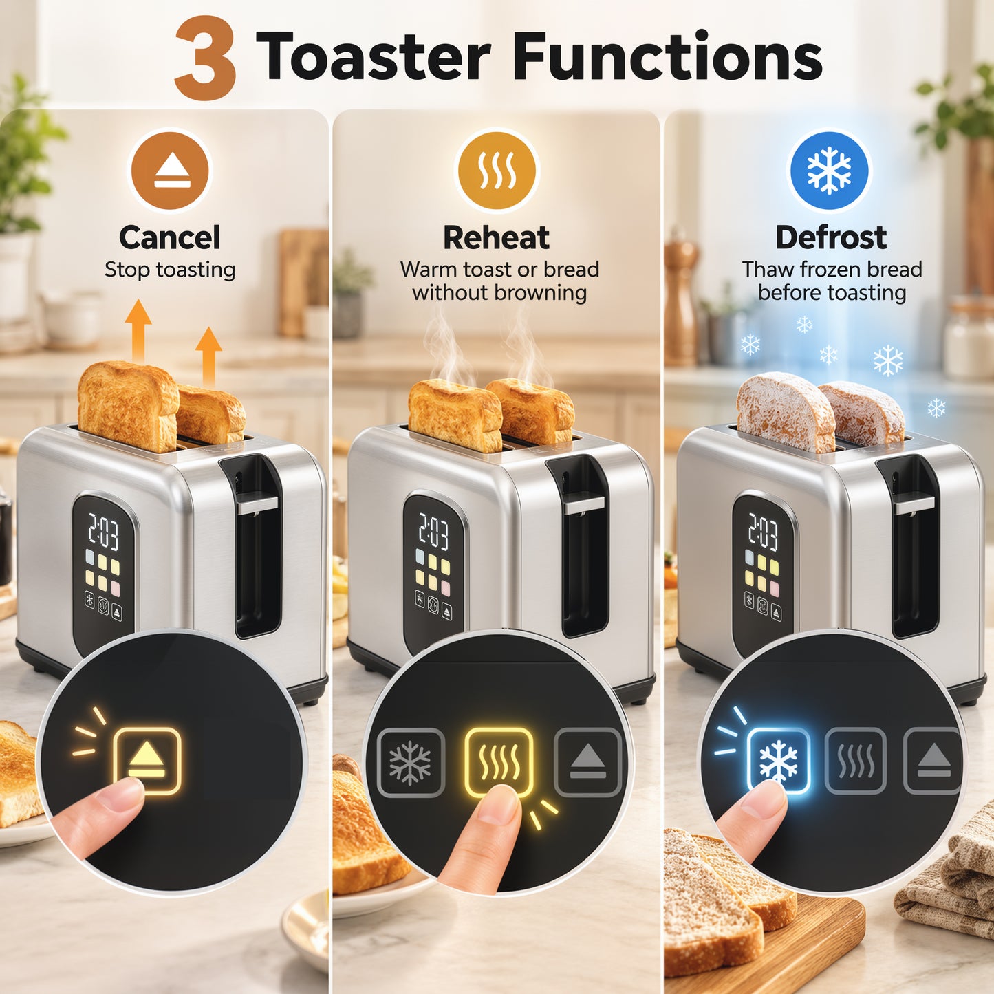 HOMCOM Kettle and Toaster Set with LED Touch Screen, Kettle with Strix Thermostat, 2 Slice Toaster w/ 6 Browning Levels, Silver